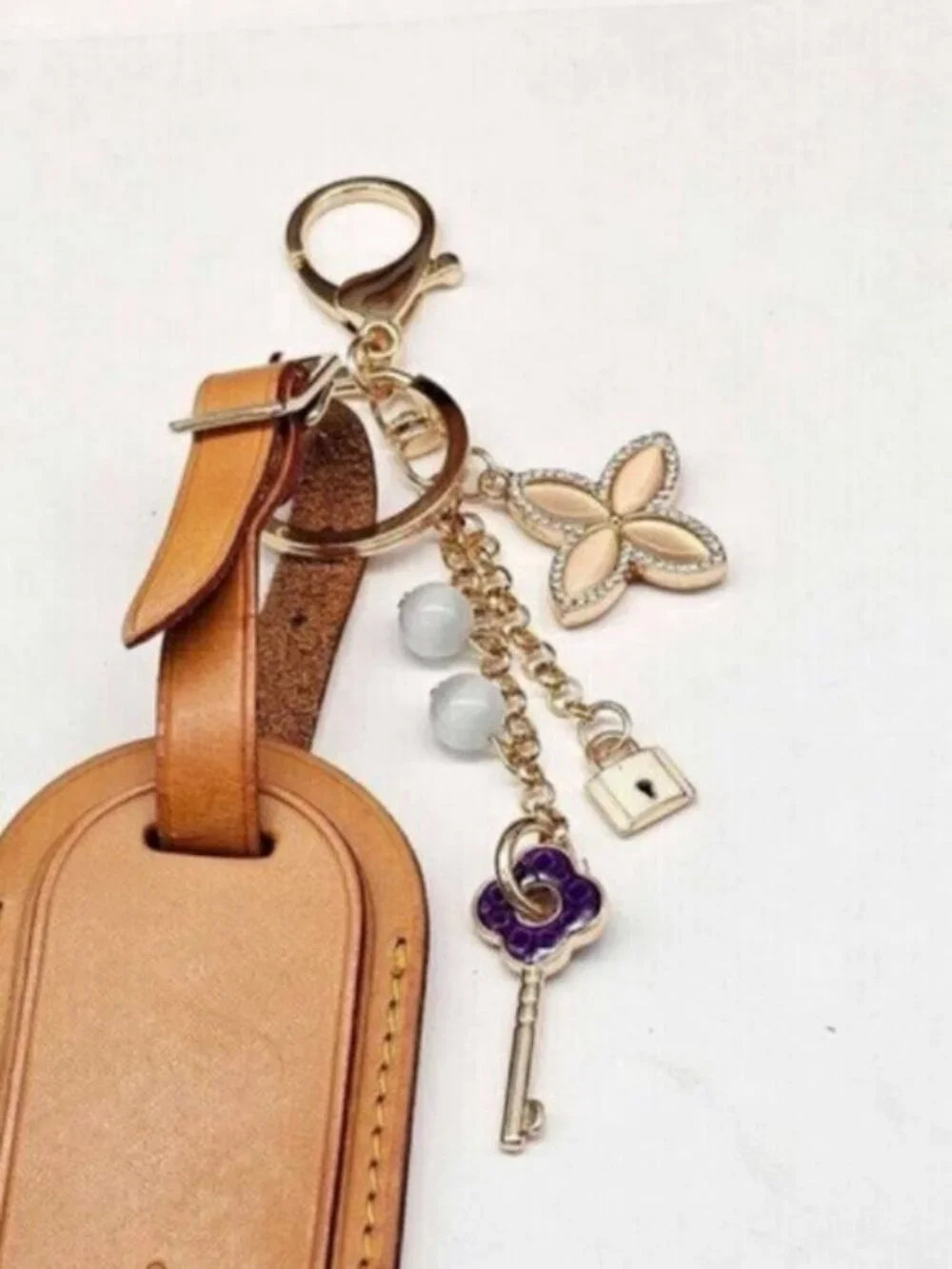 Authentic Louis Vuitton Luggage Tag with Unbranded Keycharm, Keychain